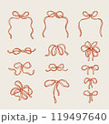 Hand-Drawn Decorative Bow Collection. Retro style. 119497640