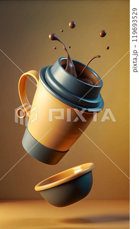 3d rendering of dynamic coffee. Generative AI 119693529