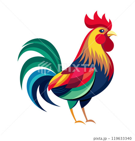 rooster flat style isolated on white background 119633340