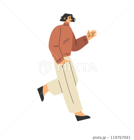 Man Character Walking in the Park Vector Illustration 119767081