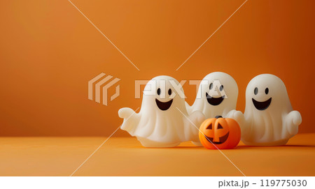 Cute Halloween Ghosts and Pumpkin Decoration 119775030