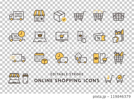 Icon set related to online shopping and online supermarkets (color) 119846379