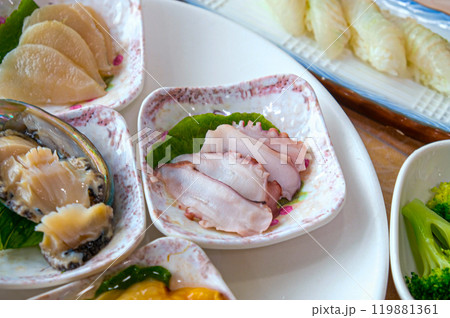 Korean Seafood Food. Boiled Octopus Sashimi 119881361