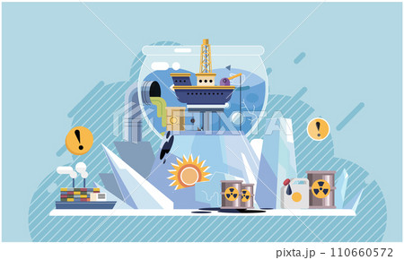 Industrial pollution. Dirty waste. Environmental pollution. Vector illustration. Factory emitting smoke has to be accountable for air quality Toxic waste chemicals are hidden threat to our environment 110660572