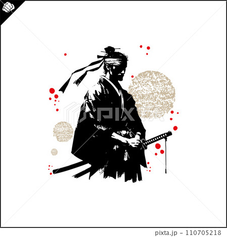 Samurai. Japan warrior whith katana sward. 110705218