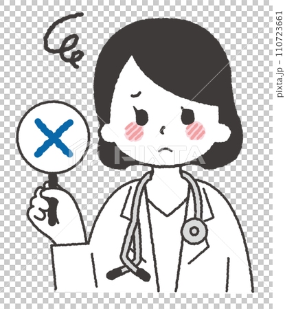 A doctor holding a circle stick with incorrect answers. 110723661