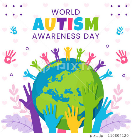 Autism Awareness Day Social Media Illustration Flat Cartoon Hand Drawn Templates Background 110804120