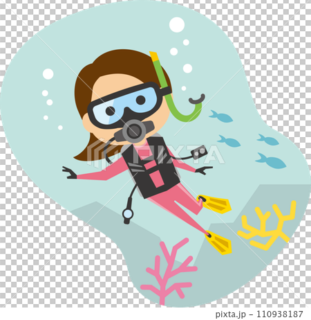 Image illustration of a woman doing scuba diving 110938187