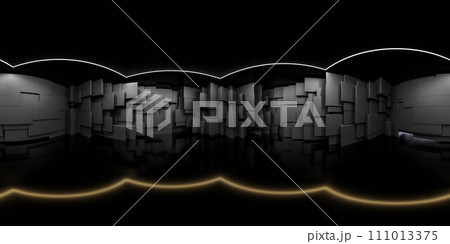 dark abstract empty room with futuristic cube geometric shaped walls 360 panorama vr environment map 111013375