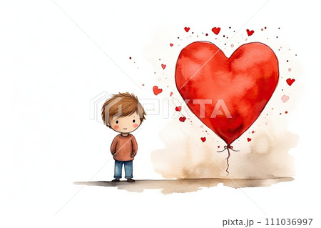 AI-generated content. boy in love valentines day sketch illustration 111036997