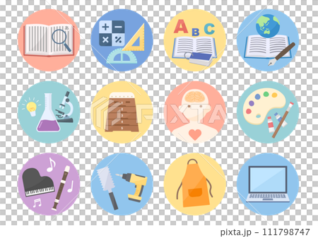 School lesson subject icon set 111798747