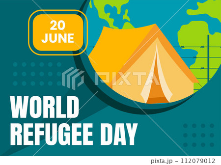 Refugee Day Social Media Background Flat Cartoon Hand Drawn Templates Illustration 112079012