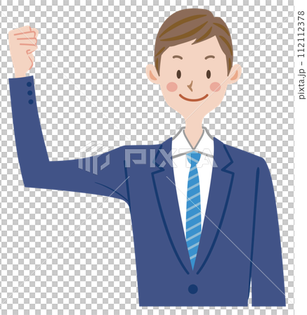 Illustration of a businessman doing a guts pose 112112378