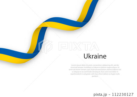 Waving ribbon with flag of Ukraine 112230127