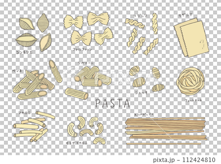 各種麵食和通心粉手繪插圖集（彩色） 112424810