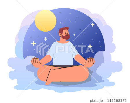 depressed man sitting lotus pose sad guy suffering from psychological diseases anxiety mental health awareness month concept 112568373