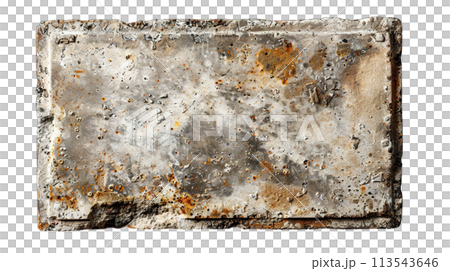 Aged stone block with rich patina, perfect for architecture projects and textured design elements 113543646