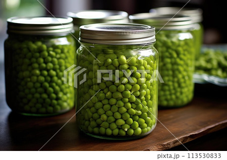 Sterilized peas in a jar. Generative AI 113530833