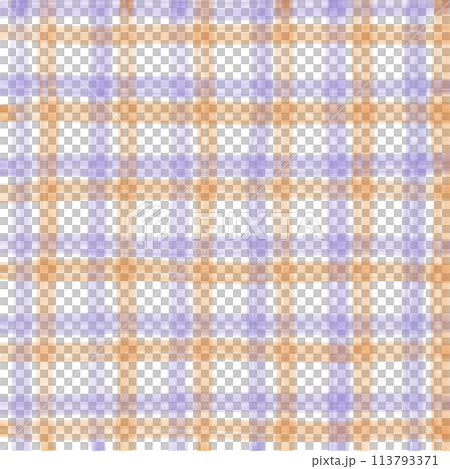 Orange Purple Plaid Gingham Check Hand Drawn Background Overlay 113793371