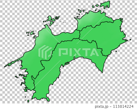 少しゆるい四国地図　県境入り 113814224