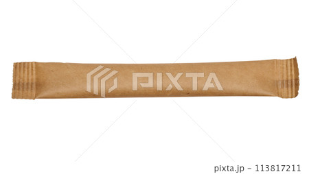 Brown paper sachet for bulk products, bulk medicines on an isolated background 113817211