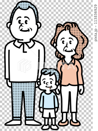 Grandpa, grandma and grandchild illustration 113836929