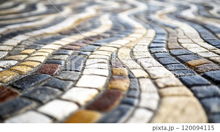 Colorful Ancient Roman Mosaic Floor Close Up 120094115