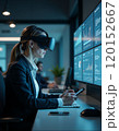 Virtual reality in business analytics: immersive work environment with vr headset 120152667