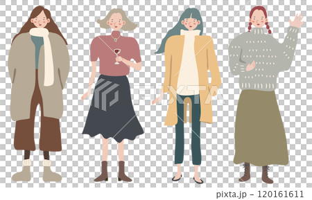 Illustration set of cute autumn/winter fashion women 120161611