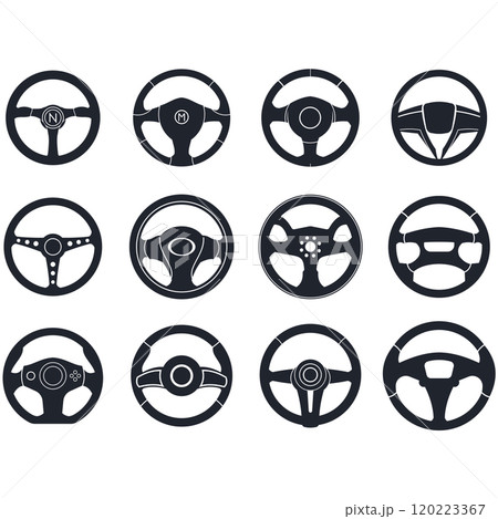 Steering wheel logo vector illustrations 120223367