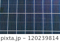 Photovoltaic solar panels on roof get clean energy from the sun. Slow motion. Aerial view. Solar Panel Array. Drone Aerial View of Modern Photovoltaic Electricity System, Close Up. 120239814