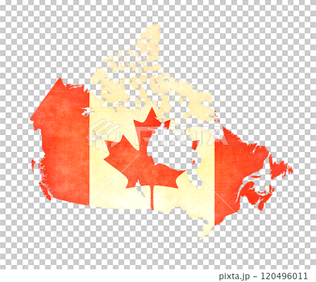 Isolated map of Canada with flag in soft grunge and vintage style. 120496011