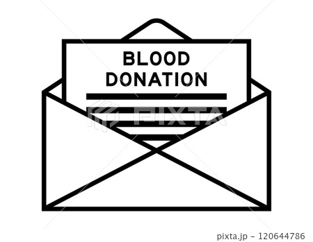 Envelope and letter sign with word blood donation as the headline 120644786