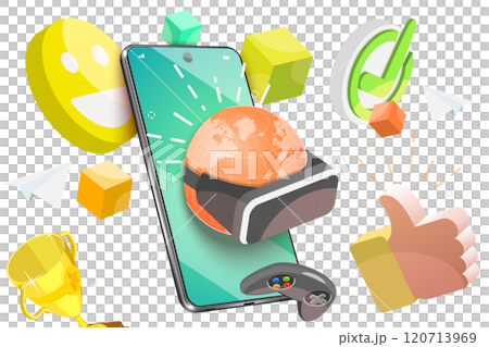 3D  Illustration of AR Games, Augmented and Virtual Reality Development, Future of Immersive Technology 120713969