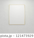 Minimalist Gold Framed Mirror on Light Wall 121473929