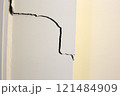 House structural foundation cracked, building problem wall cracked. 121484909