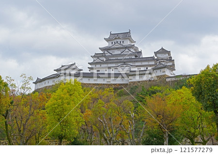 シロトピア記念公園からの姫路城北面の石垣と天守閣の景色　Ver1 121577279