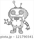 children's coloring book, cute robot. vector illustration in doodle style. 121790341