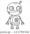 children's coloring book, cute robot. vector illustration in doodle style. 121790342