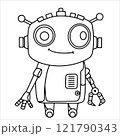 children's coloring book, cute robot. vector illustration in doodle style. 121790343