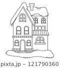 Coloring book for adults, cute Christmas house. vector illustration in doodle style. 121790360