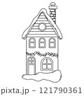 Coloring book for adults, cute Christmas house. vector illustration in doodle style. 121790361