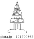 Coloring book for adults, cute Christmas house. vector illustration in doodle style. 121790362