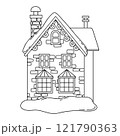 Coloring book for adults, cute Christmas house. vector illustration in doodle style. 121790363