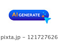 AI icon with blue gradient, arrow symbol, and chatbot network design. 121727626