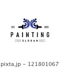 illustration design logo paint brush liquid paint colorful and unique premium symbol icon 121801067