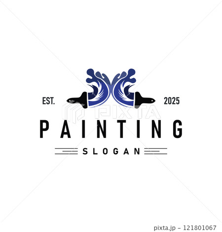 illustration design logo paint brush liquid paint colorful and unique premium symbol icon 121801067