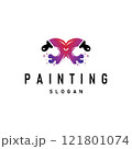 illustration design logo paint brush liquid paint colorful and unique premium symbol icon 121801074