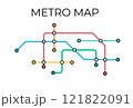 Metro stations and plan of subway with. Fictional metro map of underground. Layout of public passenger transport. Vector 121822091