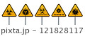 Coronavirus warning sign in a triangle and warning tape vector illustration. Coronavirus in Europe. Chinese virus outbreak. Global epidemic of COVID-2019. 121828117